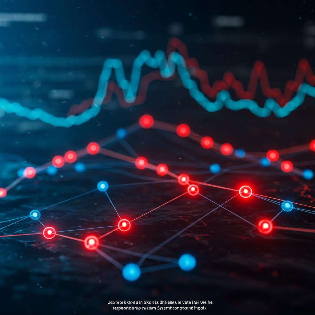 빨간색과 파란색 노드 네트워크 데이터 시각화 배경 그래프와 연결된 3D 데이터 분석 이미지
