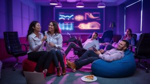 fun workplace singing together