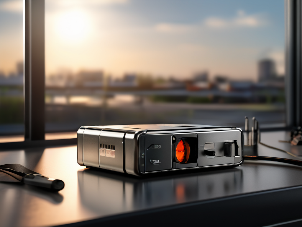 Brushed metal surface with a compact signal indicator block and sealed data tray, angled morning light, shallow depth of field.