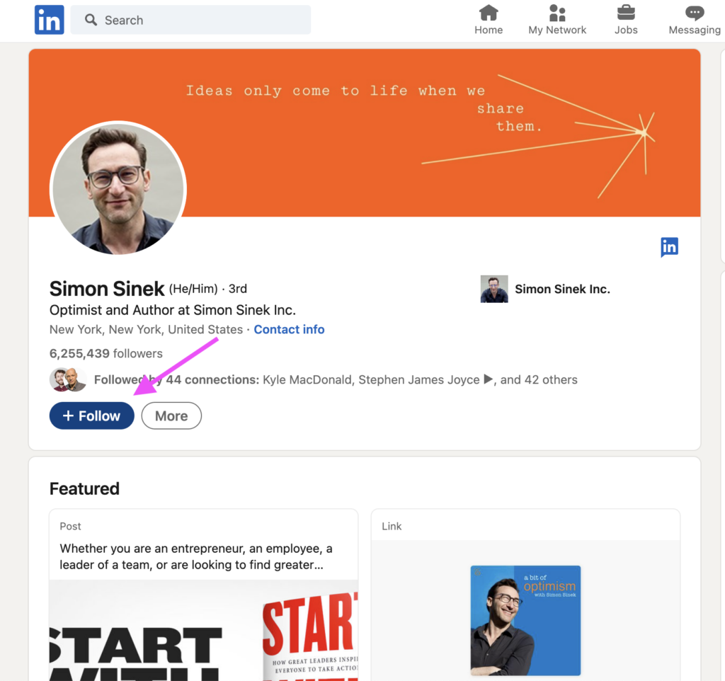 Established creator profile linking to a new official social media account